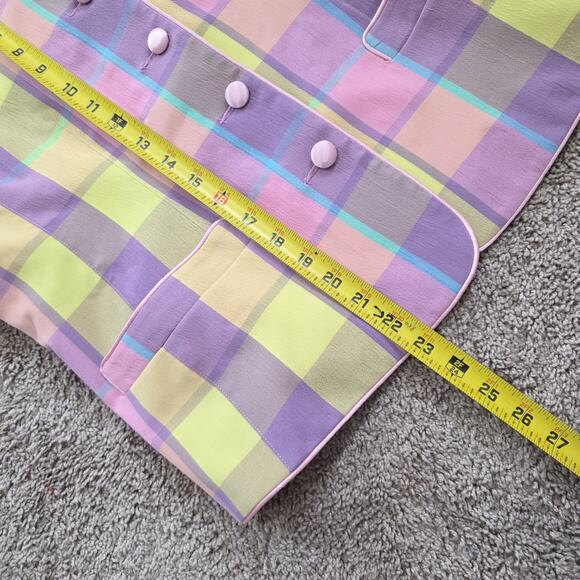 Vtg Plaid Checkered Pastel Blazer Jacket Womens M/L Artsy Retro Pockets Easter - Picture 8 of 8